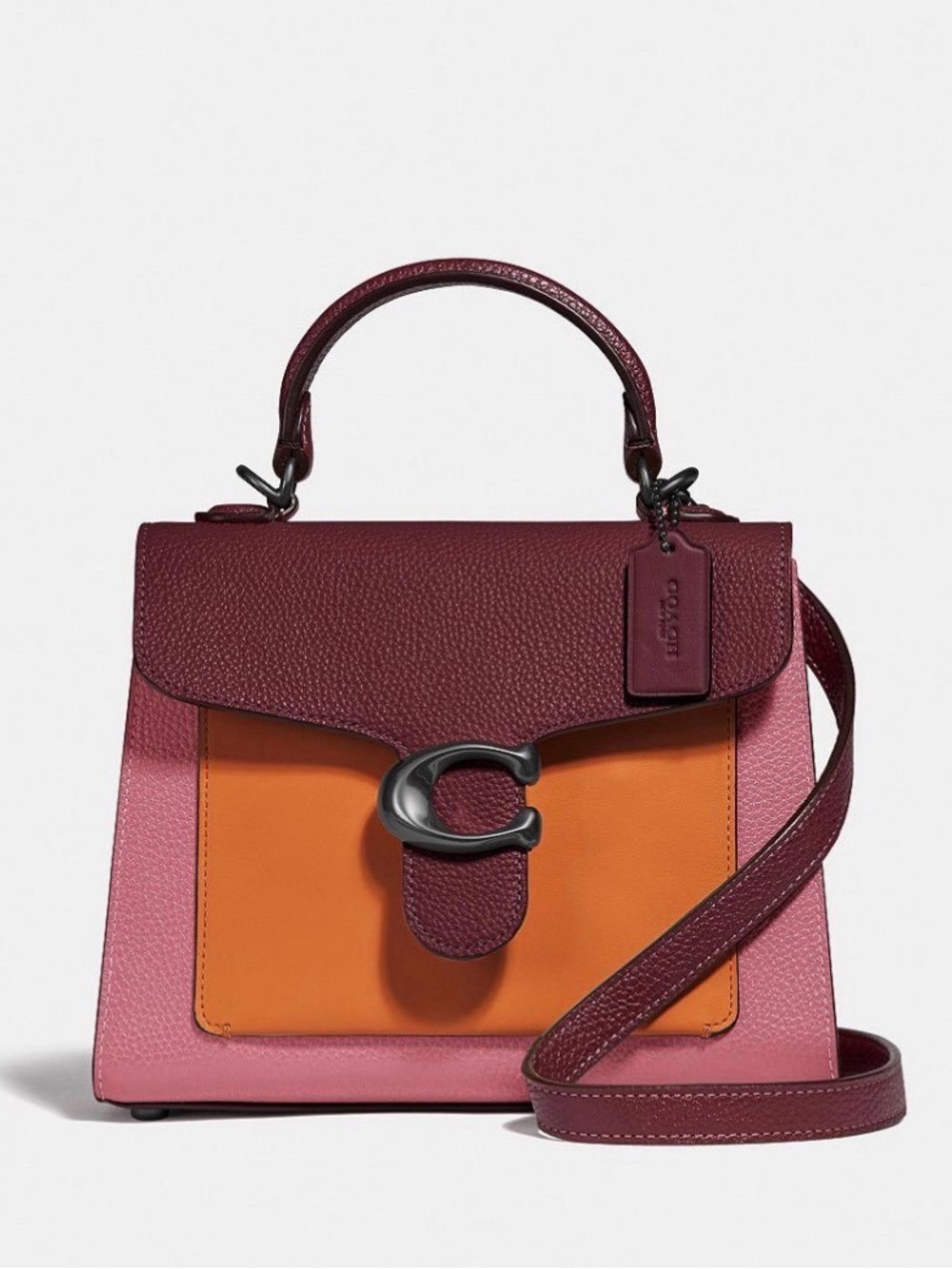 NWT COACH 635 Leather TABBY Top Handle 20 Crossbody - Vintage Pink Colorblock